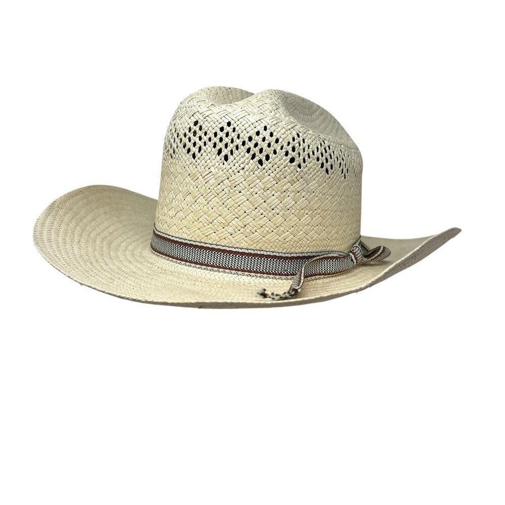 Laredo Straw Cowboy Hat Mens 7 1/8 Western Ventilated USA Vintage Rodeo Ranch